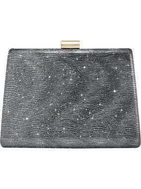 〽️Women's Grey Detachable Chain Sparkly Clutch Purse Wedding Prom Evening Bags
